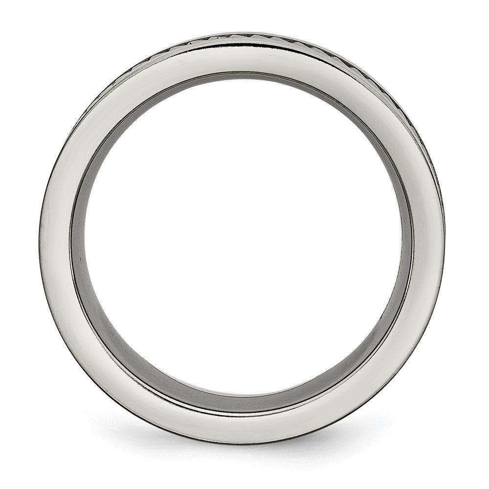 Titanium Sawtooth Design Flat Polished Brushed Edge 8mm Band