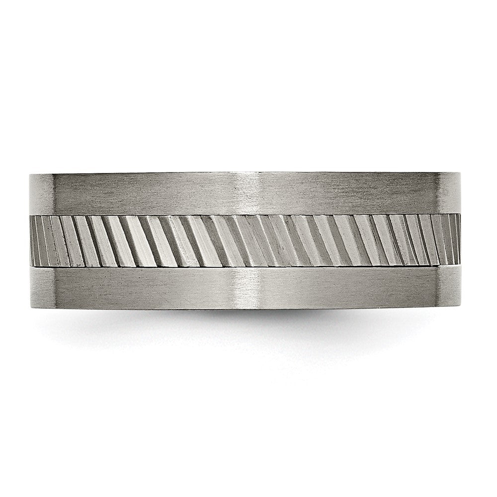 Titanium Sawtooth Design Flat Polished Brushed Edge 8mm Band