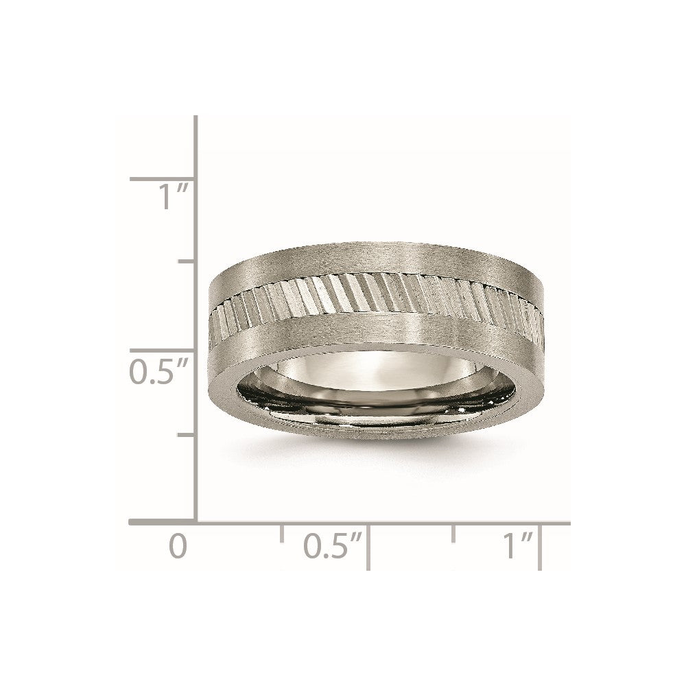 Titanium Sawtooth Design Flat Polished Brushed Edge 8mm Band
