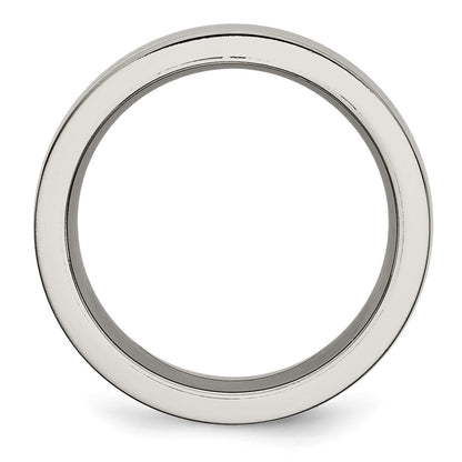 Titanium Base Polished Black Ceramic Center Flat 8mm Band