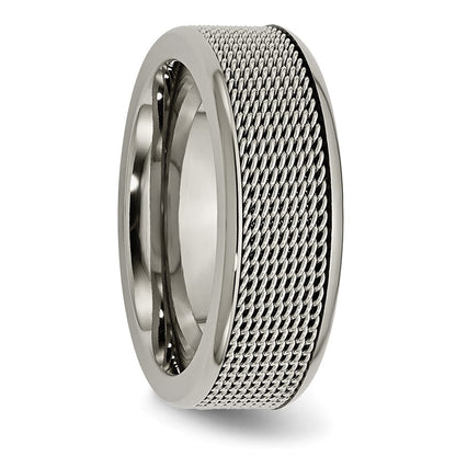 Titanium Base With Stainless Steel Mesh Center 8mm Band