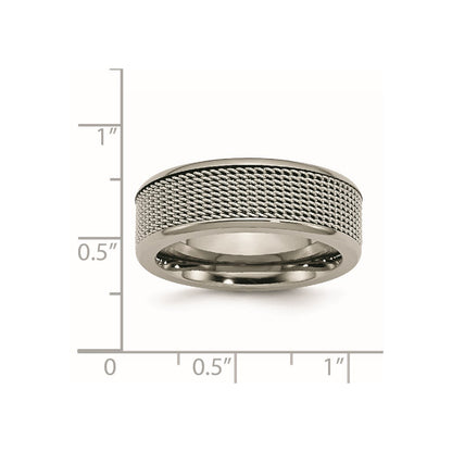 Titanium Base With Stainless Steel Mesh Center 8mm Band