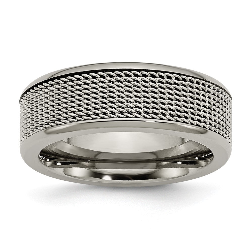 Titanium Base With Stainless Steel Mesh Center 8mm Band