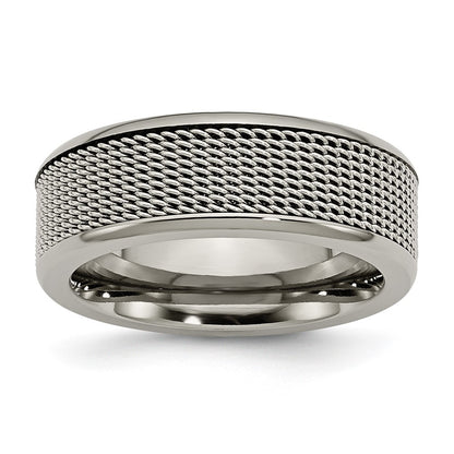Titanium Base With Stainless Steel Mesh Center 8mm Band
