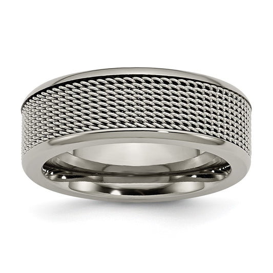 Titanium Base With Stainless Steel Mesh Center 8mm Band