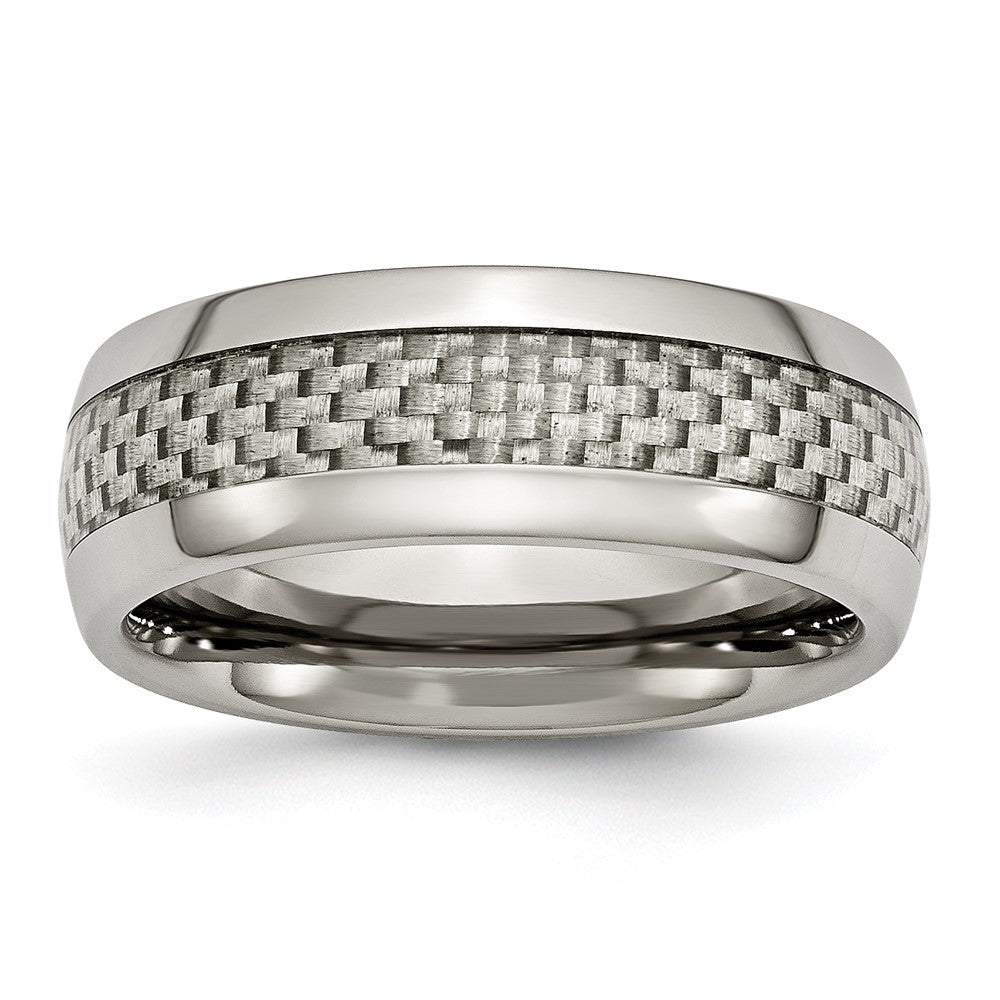 Titanium Polished Grey Carbon Fiber Inlay 8mm Band