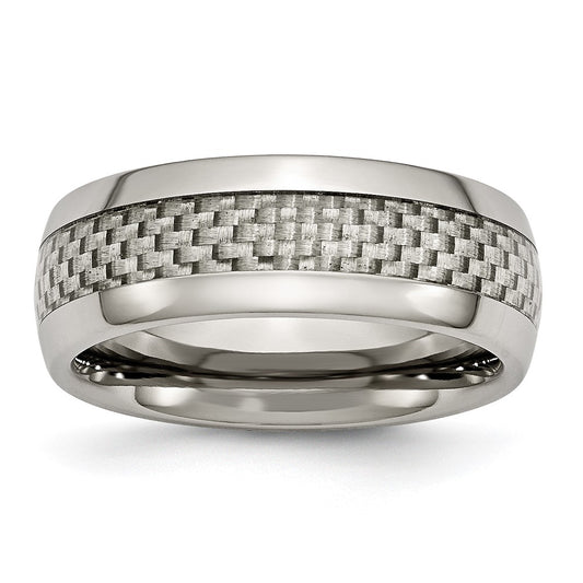 Titanium Polished Grey Carbon Fiber Inlay 8mm Band