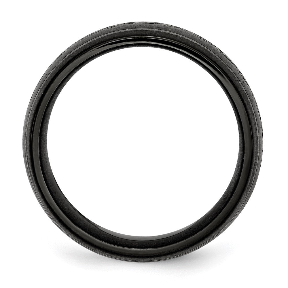 Titanium Black Ti Domed With Laser Pattern 10mm Polished Band