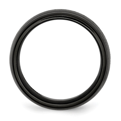 Titanium Black Ti Domed With Laser Pattern 10mm Polished Band