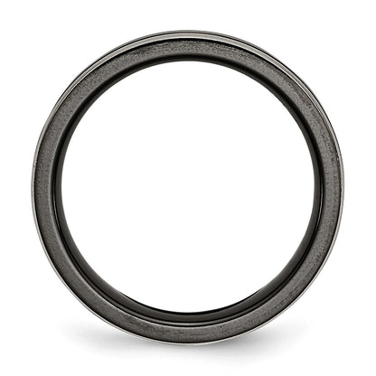 Titanium Black Ti With Grey Edges 6mm Grooved And Polished Band