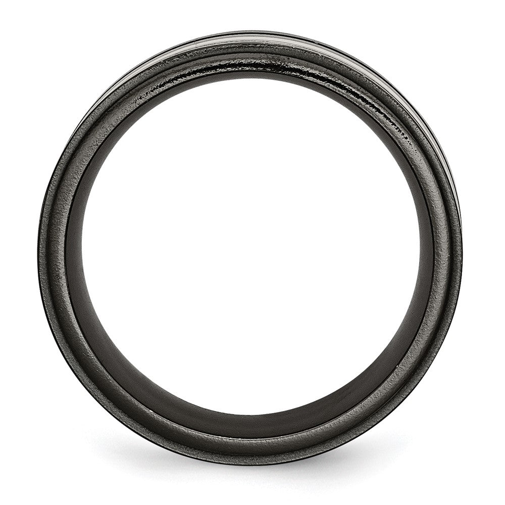 Titanium/Silver Two Tone Titanium Black Ti With/Sterling Silver Inlay Blue Anodized 10mm Band