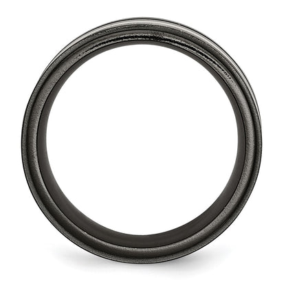 Titanium/Silver Two Tone Titanium Black Ti With/Sterling Silver Inlay Blue Anodized 10mm Band