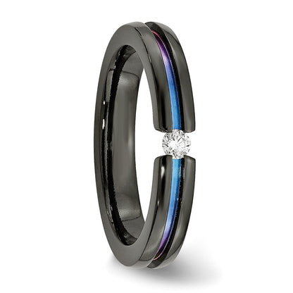 Titanium Black Ti Multi Colored Anodized 3mm .10Ct Dia. 4mm Band