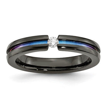 Titanium Black Ti Multi Colored Anodized 3mm .10Ct Dia. 4mm Band