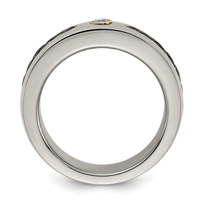 Titanium Black Nitinol Cable/18K Bezel Set .10Ct. Diamond 7mm Band (Size 8 Only)