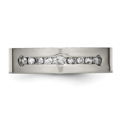 Titanium Polished 1/2 Ct Tw. Diamond 6mm Band
