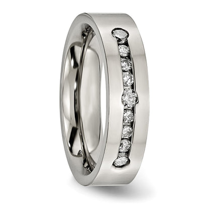 Titanium Polished 1/2 Ct Tw. Diamond 6mm Band