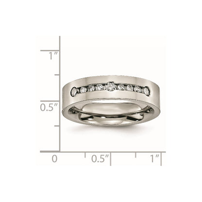 Titanium Polished 1/2 Ct Tw. Diamond 6mm Band