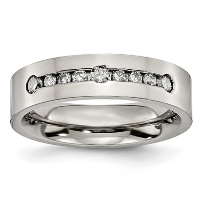 Titanium Polished 1/2 Ct Tw. Diamond 6mm Band