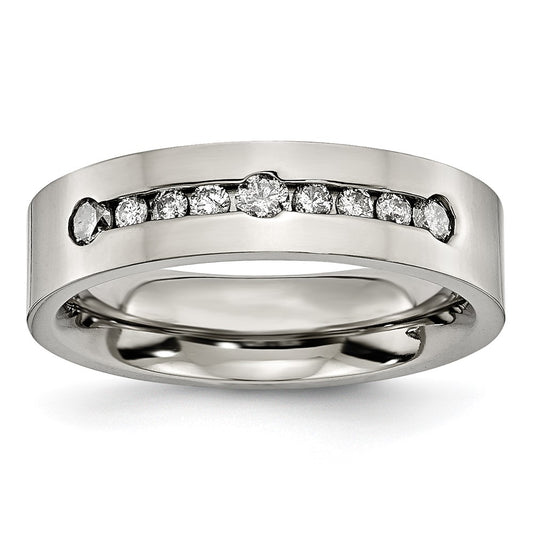 Titanium Polished 1/2 Ct Tw. Diamond 6mm Band
