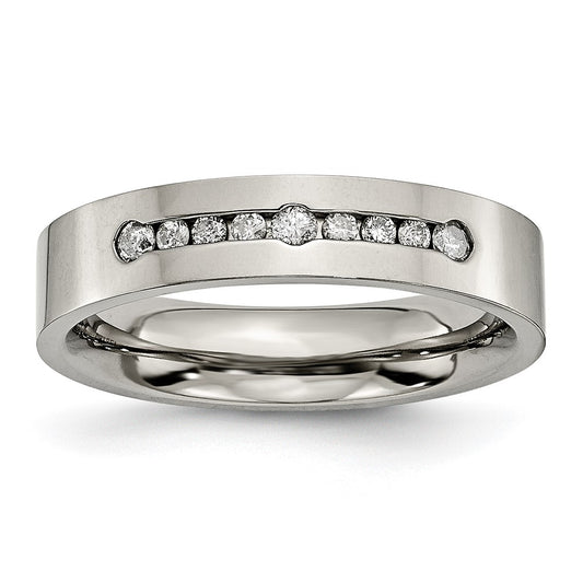 Titanium Polished 1/4Ct Tw. Diamond 6mm Band