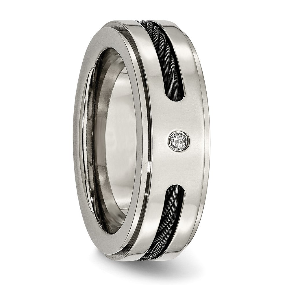 Titanium Polished Black Ip Plated Cable/0.035Ct. Diamond Band (Size 8 Only)