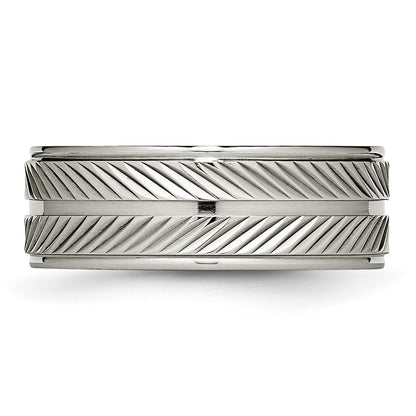 Titanium Polished 8mm Grooved Band