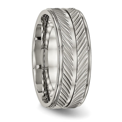 Titanium Polished 8mm Grooved Band