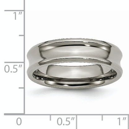 Titanium Polished Concave 6mm Beveled Edge Band