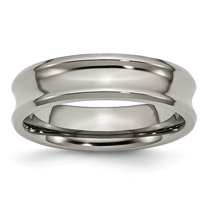 Titanium Polished Concave 6mm Beveled Edge Band