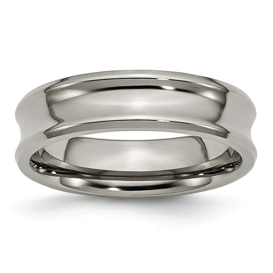 Titanium Polished Concave 6mm Beveled Edge Band