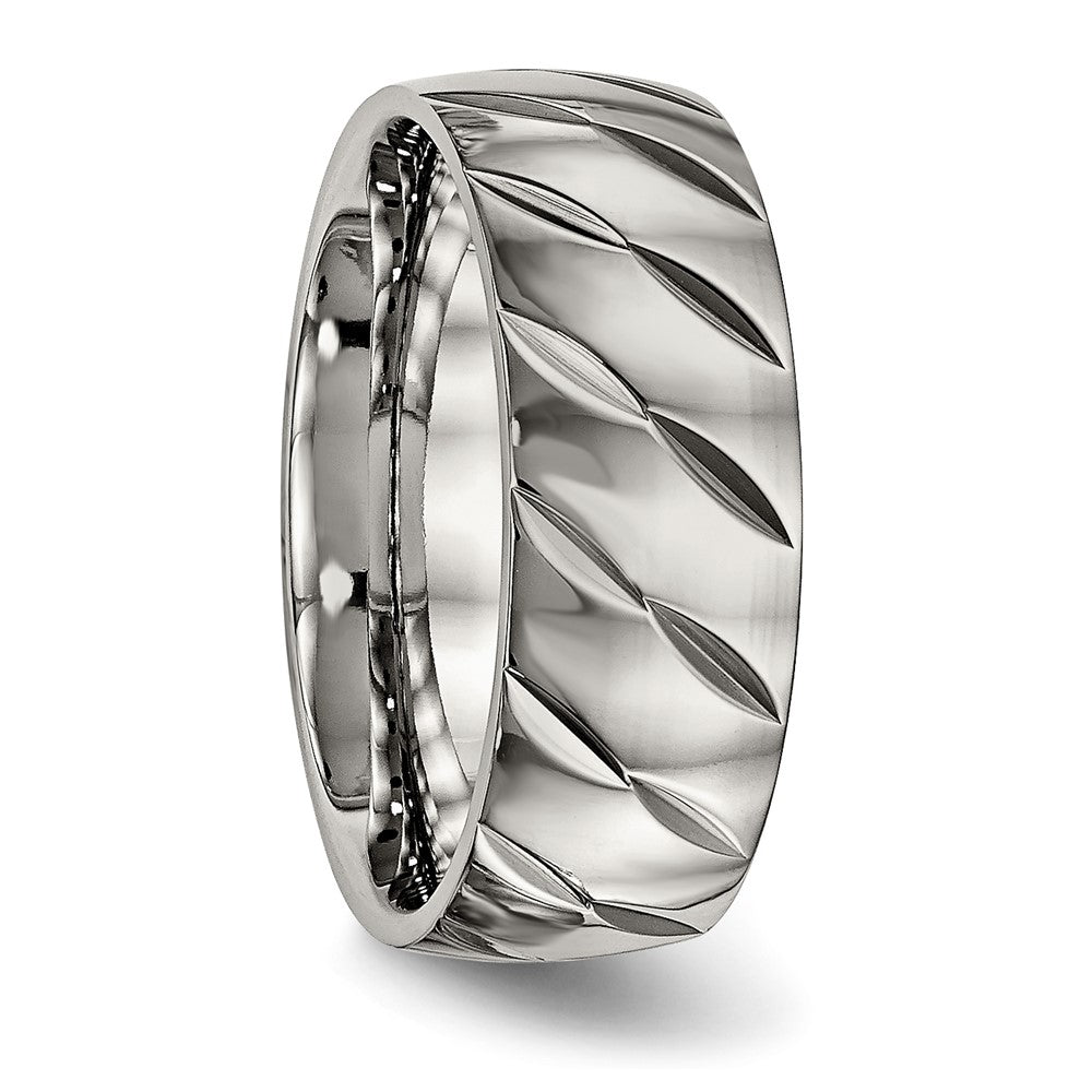 Titanium Polished Diamond Cut 8mm Band