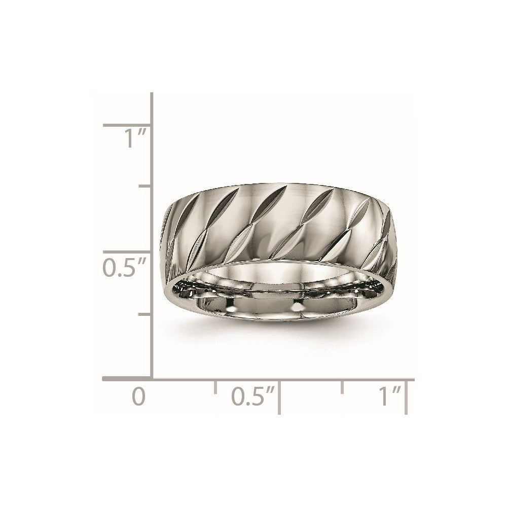 Titanium Polished Diamond Cut 8mm Band