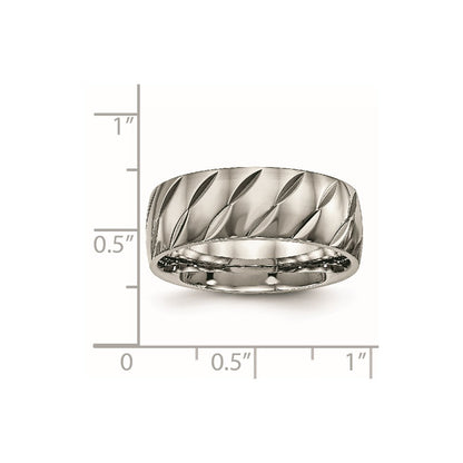 Titanium Polished Diamond Cut 8mm Band