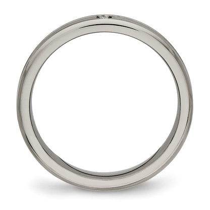 Titanium Polished With Cz 3.75mm Grooved Comfort Fit Band