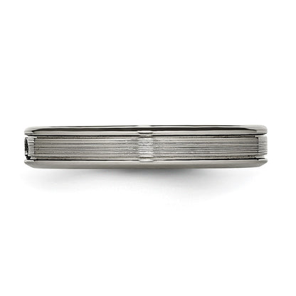 Titanium Polished With Cz 3.75mm Grooved Comfort Fit Band