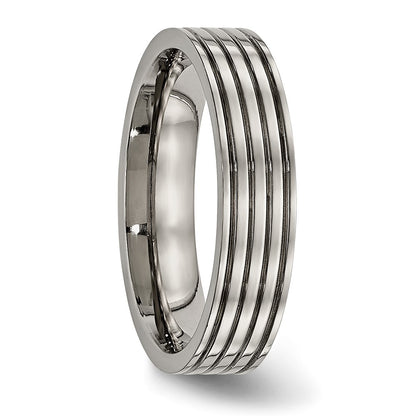 Titanium Polished 5mm Grooved Comfort Fit Band