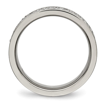 Titanium Polished With Cz 6mm Flat Band