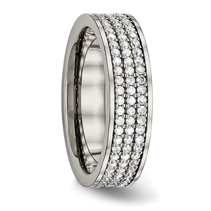Titanium Polished With Cz 6mm Flat Band