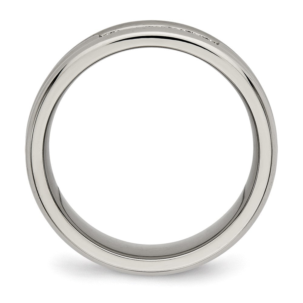 Titanium Polished With Cz 8mm Grooved Band