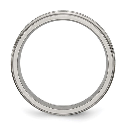 Titanium Grooved Ridged Edge 6mm Satin And Polished Band