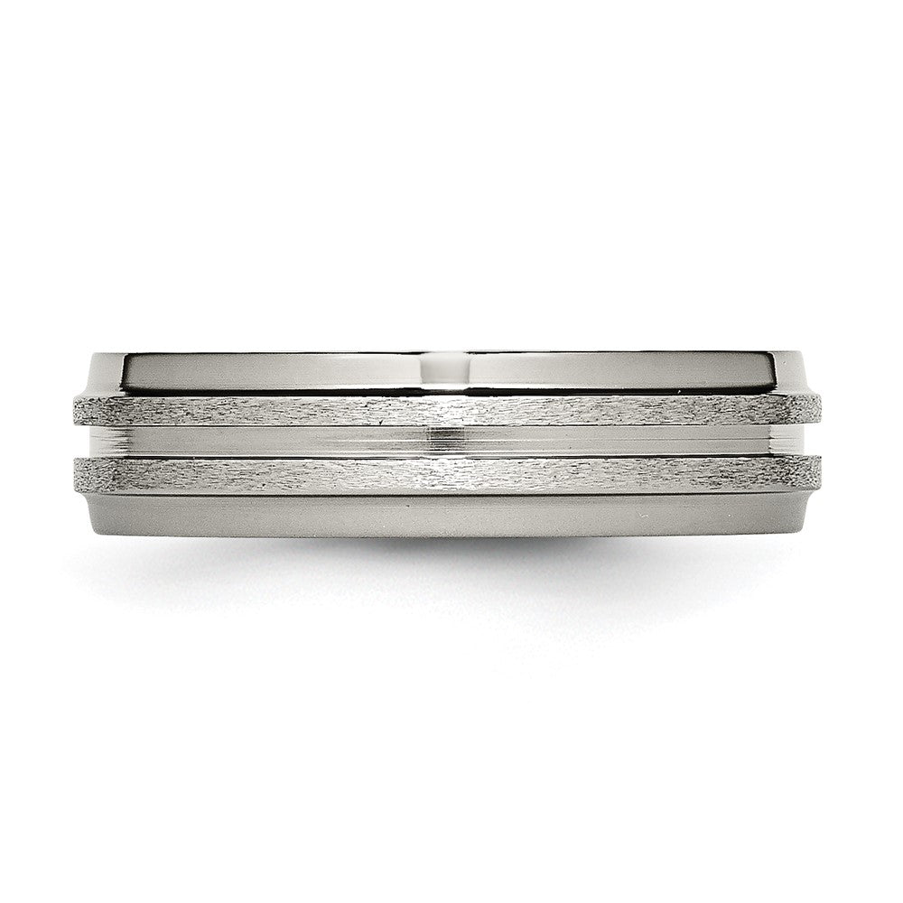 Titanium Grooved Ridged Edge 6mm Satin And Polished Band