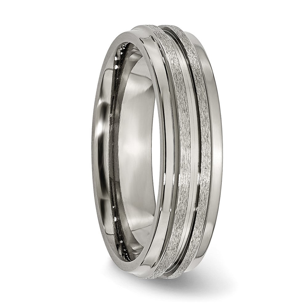 Titanium Grooved Ridged Edge 6mm Satin And Polished Band