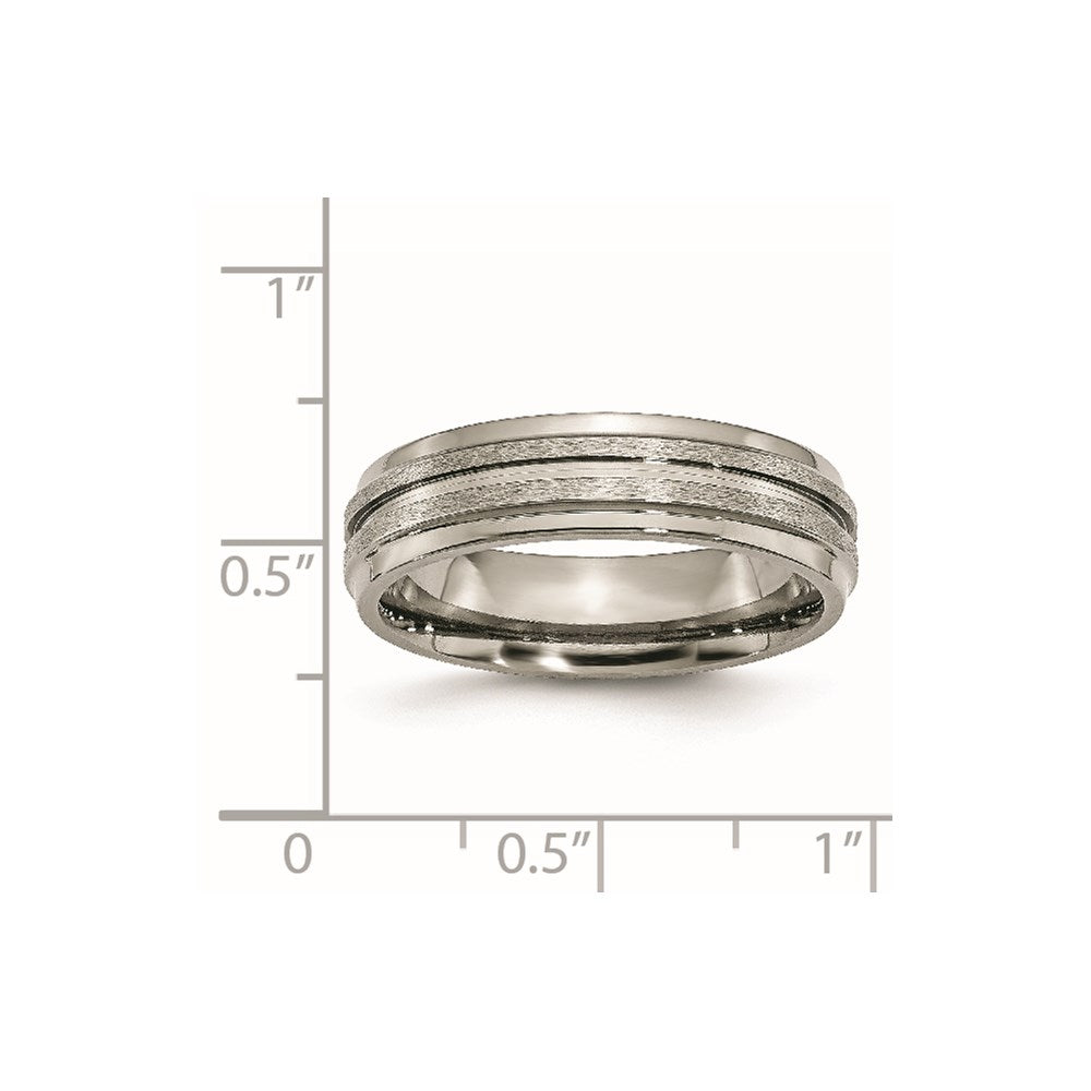 Titanium Grooved Ridged Edge 6mm Satin And Polished Band