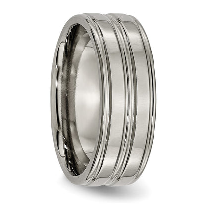 Titanium Polished 8mm Grooved Band