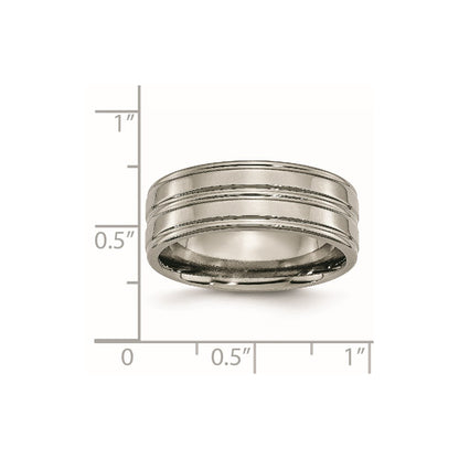 Titanium Polished 8mm Grooved Band