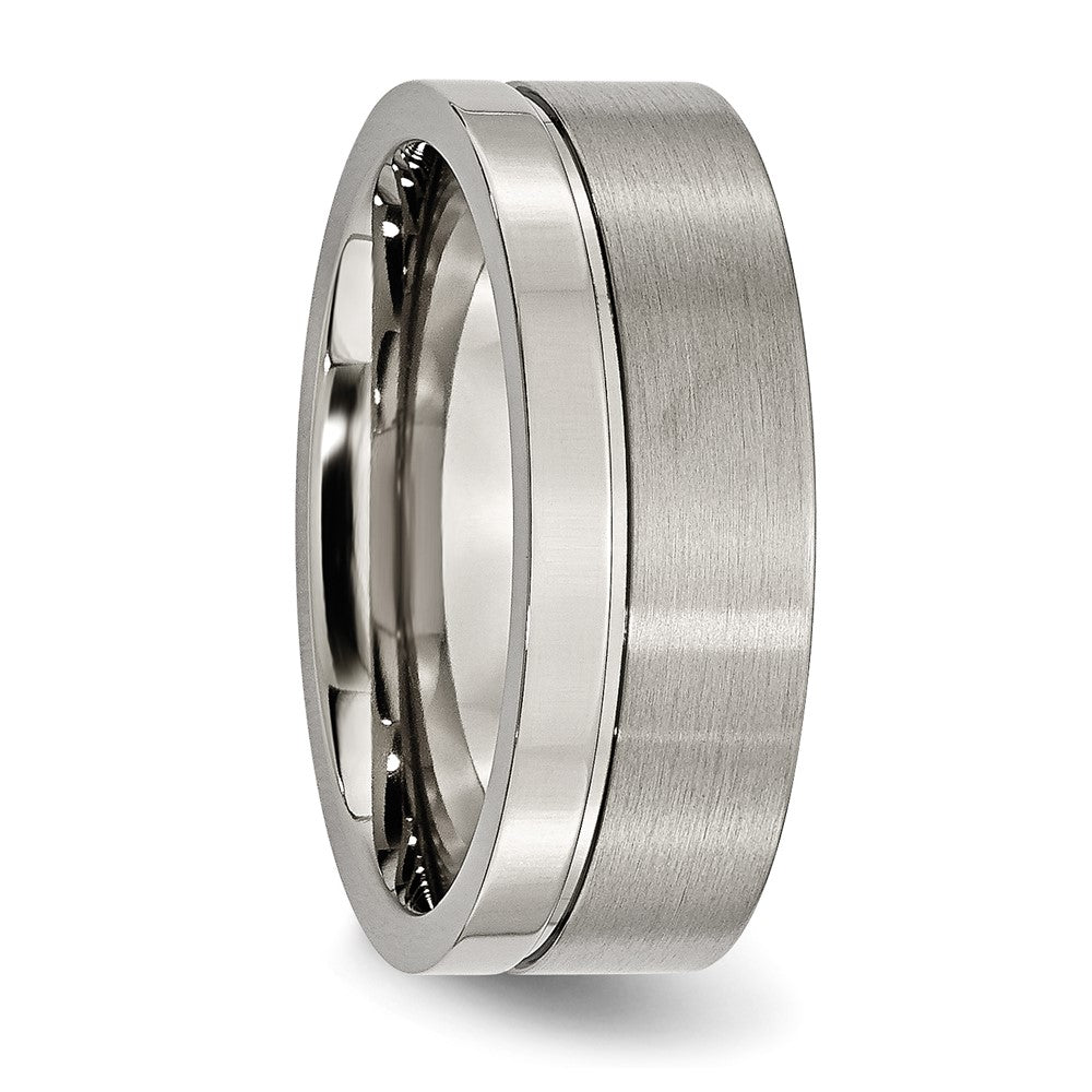 Titanium Grooved 8mm Brushed And Polished Band