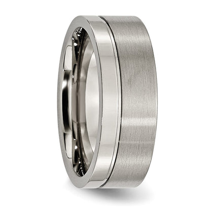 Titanium Grooved 8mm Brushed And Polished Band