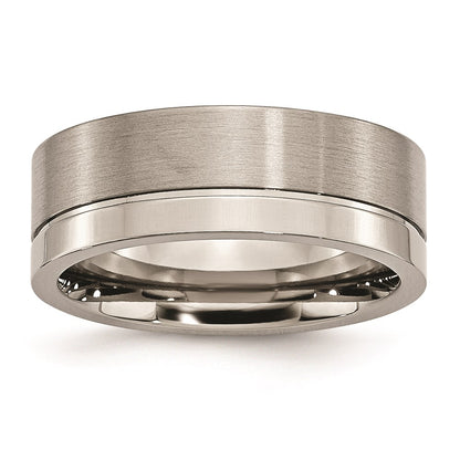 Titanium Grooved 8mm Brushed And Polished Band