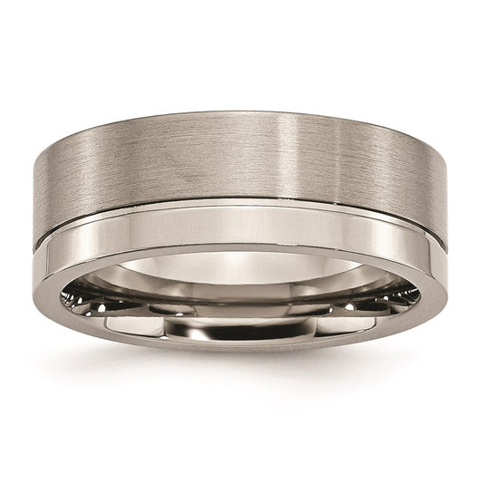 Titanium Grooved 8mm Brushed And Polished Band